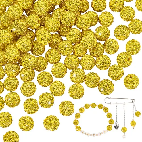 Vista 25 de PH PandaHall - 240 piezas de cuentas de strass en 24 colores, cuentas de cristal de 10 mm, cuentas de bola de discoteca con strass, cuentas