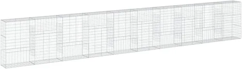 Vista 80 de vidaXL Cesta de gavión con tapa, 39.4 x 19.7 x 39.4 pulgadas, hierro galvanizado rectangular, resistente a la intemperie, montaje sin herramientas