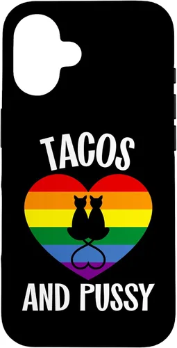 Vista 31 de Funda Queer para iPhone 14 Pro Max Lesbian Pride Stuff Tacos y Pussy Cats