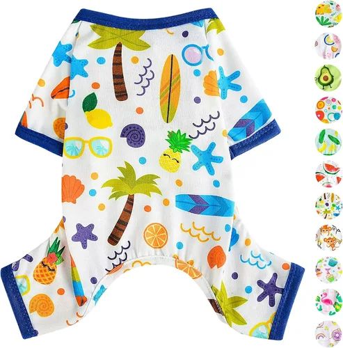 Vista 13 de Pijamas para perros de primavera y verano, ropa para perros pequeños y niñas – Niños – Perros de tamaño mediano, ropa suave y elástica para Verde
