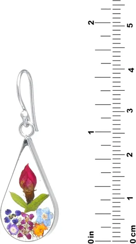 Vista 7 de Amazon Essentials Pendientes de plata de ley con forma de lágrima de flor prensada (anteriormente Amazon Collection)