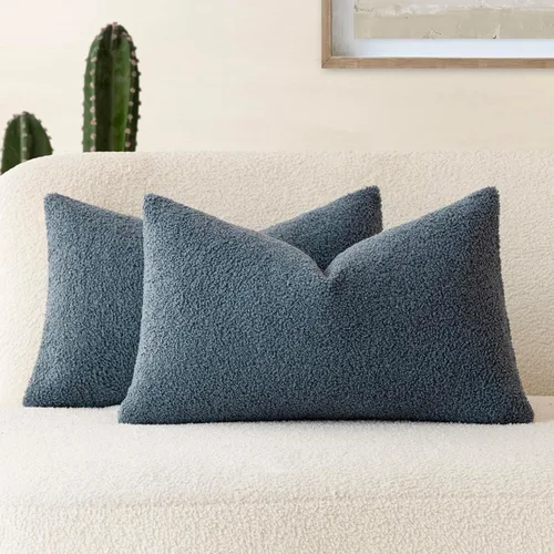 Vista 25 de Foindtower Paquete de 2 fundas de cojín decorativas de pelo sintético rizado, suave y mullida, con cremallera, acogedora funda de almohada
