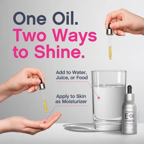 Vista 8 de Aceite de vitamina E NeoCell 30000iu 2.5 fl oz Grado ingestible y tópico Fórmula de acción rápida para piel, cabello y cara