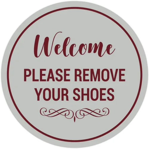 Vista 12 de Signs ByLITA Circle Welcome Please Remove Your Shoes Sign, Negro