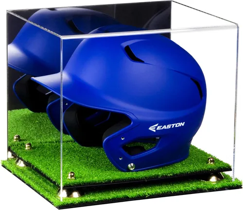 Vista 82 de Better Display Cases Vitrina acrílica para casco de bateo de béisbol con espejo, elevadores rosados, montaje en pared y base de espejo (V22/A012)