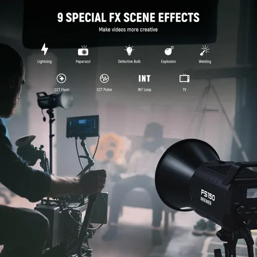 Vista 6 de NEEWER FS150 Luz de Vídeo LED 2.4G/Control APP, Luz Continua Silenciosa de 130W 5600K COB Luz Diurna para Fotografía con 4 Tipos de Atenuación