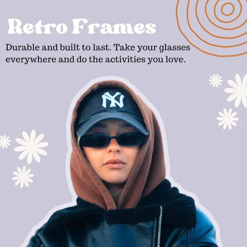 Vista 4 de ShadyVEU Gafas de sol rectangulares clásicas y delgadas con protección UV de los años 90, diseño vintage pequeño y ancho retro