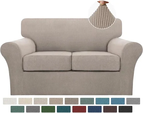 Vista 30 de Turquoize 2 fundas para sillas de sala de estar, funda de sofá con fundas de cojín individuales, funda de muebles para sillas (silla, beige biscotti)