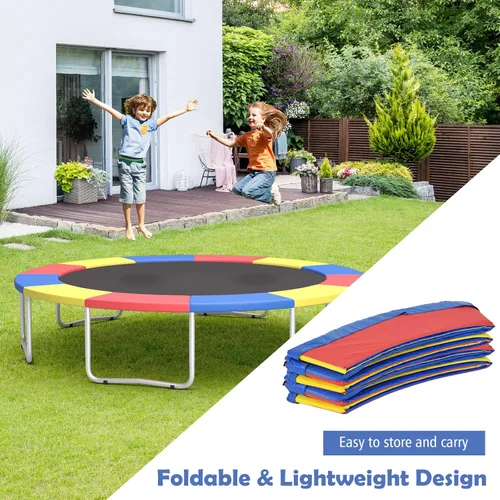 Vista 6 de GYMAX Funda de resorte para trampolín, 8/10/12/14/15/16 pies, almohadilla de seguridad de repuesto para trampolín, impermeable y resistente al