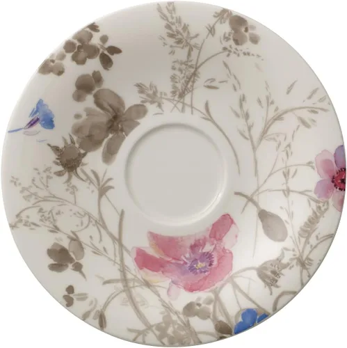 Vista 4 de Villeroy & Boch Mariefleur Gris Basic - Taza de té, 8.1 fl oz, Altura: 2.0 in, Porcelana Premium, Blanco/Multicolor