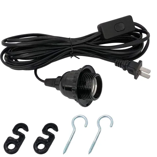 Vista 7 de Kit de luces colgantes enchufables, accesorio de iluminación colgante industrial, E26 E27 luces colgantes retro con cable de enchufe, cable de 19.69