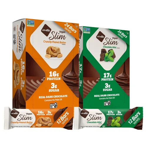 Vista 15 de Nugo Slim Dark Chocolate Mint, 0.71 oz de proteína vegana, 0.11 oz de azúcar, 0.16 oz de fibra, bajo en carbohidratos netos, apto para dieta