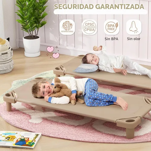Vista 5 de Costzon Cunas apilables para guardería infantil preescolar (6 paquetes)