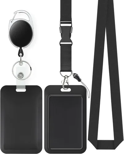 Vista 20 de Uniclife Porta credenciales deslizante floral con carrete retráctil y mosquetón con clip para cordón desmontable, protector de tarjeta vertical
