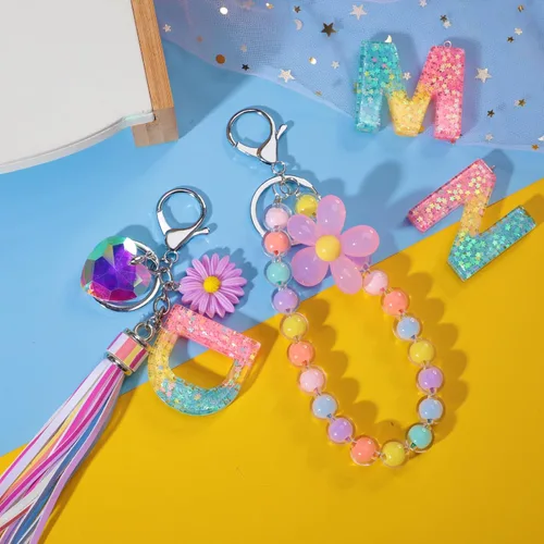 Vista 7 de PinkSheep Llaveros para niñas y mujeres, 2 llaveros personalizados, mochila para automóvil, llavero de flores, accesorios