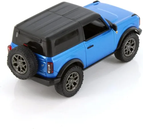 Vista 4 de Ford Bronco 2022 - Parte superior cerrada, azul - Kinsmart 5438DA/B - Modelo de automóvil fundido a presión a escala 1/34