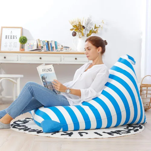 Vista 6 de Aubliss - Sillón puf para almacenamiento de animales de peluche, adecuado para niños, niñas y adultos, sólo incluye la funda de puf, con cremallera