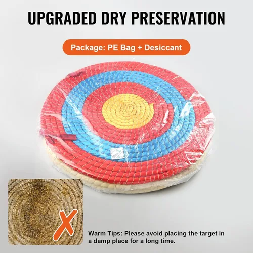 Vista 6 de VEVOR Straw Archery Targets, 20" Round Archery Target for Backyard, Traditional Solid Straw, Red