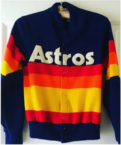 Vista 2 de Kate Upton Rainbow Stripe Chaqueta de suéter azul