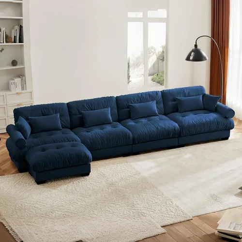 Vista 66 de Juego de sofá modular con asiento profundo de 94.4", tela de chenilla, loveseat seccional moderno para sala de estar, cómodo loveseat de felpa tipo