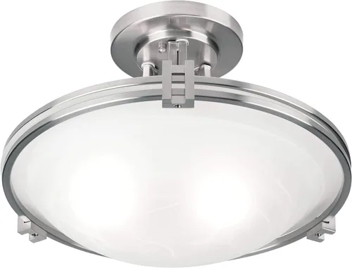 Vista 6 de Deco - Lámpara de techo semiempotrada con 2 luces de níquel cepillado de 16