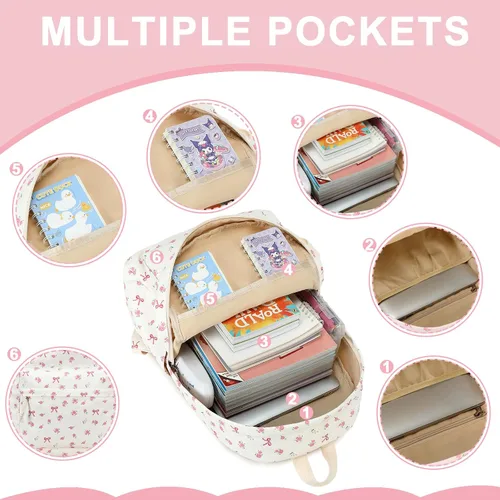 Vista 4 de Bluboon - Mochila escolar para niñas y mujeres para uso diario y de estilo informal, para portátil de 15 pulgadas, con bolsa para almuerzo y bolsa