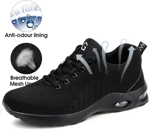 Vista 6 de Tinefiy Steel Toe Shoes for Women Lightweight Safety Shoes Air Cushion Comfortable Slip Resistant Indestructible Womens Puncture Proof Work Sneakers