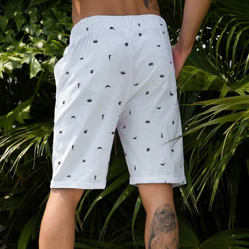Vista 5 de Boisouey - Pantalones cortos de verano para hombre, de lino, estilo informal