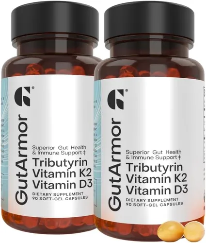 Vista 13 de Salud intestinal y cardíaca + apoyo inmunológico 1 mes de suministro 30 cápsulas de gel suave butirato puro de 350 mg y vitamina D3 2000 IU