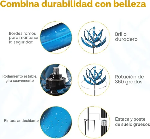 Vista 5 de LimeHill Molinillo de viento para patio y jardín, esculturas de viento cinéticas de metal grandes, decoración de patio al aire libre