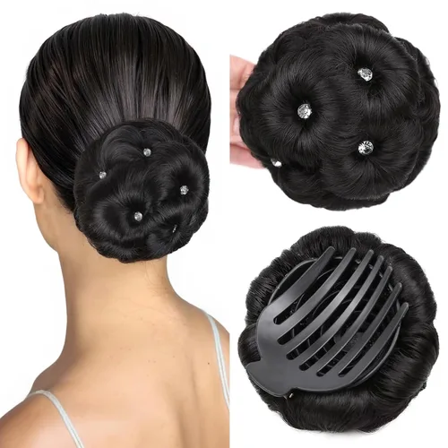 Vista 7 de HANNE Extensiones de cabello sintético para mujer, moño falso, extensiones