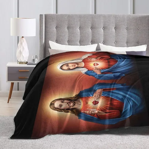 Vista 7 de Manta de forro polar cálido con el corazón de Jesús del Sagrado Corazón de Jesús, ultra suave, ligera, cálida