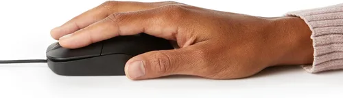 Vista 3 de AmazonBasics Ratón de computadora con cable USB de 3 botones (negro), paquete de 1
