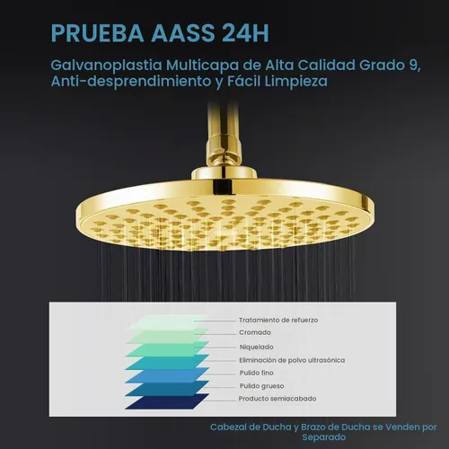 Vista 4 de OFFO Brazo de ducha con pestaña, de 6 pulgadas en oro brillante, montaje en pared, reemplazo, brazo angular de cabezal de ducha montado en la pared