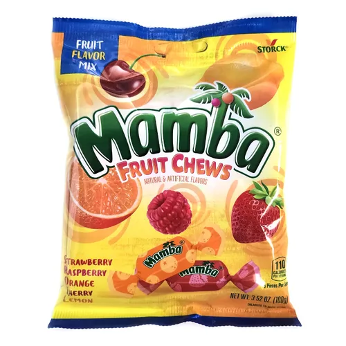 Vista 3 de Mamba Fruit Chews - Bolsa de mezcla de sabor a fruta (paquete de 2) con 2 calcomanías de Gosutoys