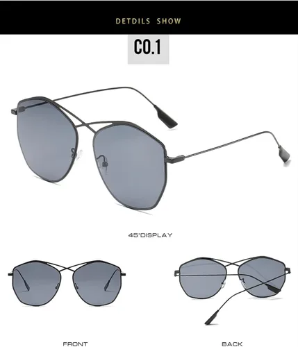 Vista 4 de Gafas de sol redondas de metal para hombres y mujeres, tiro callejero, vacaciones al aire libre (color F, tamaño mediano)