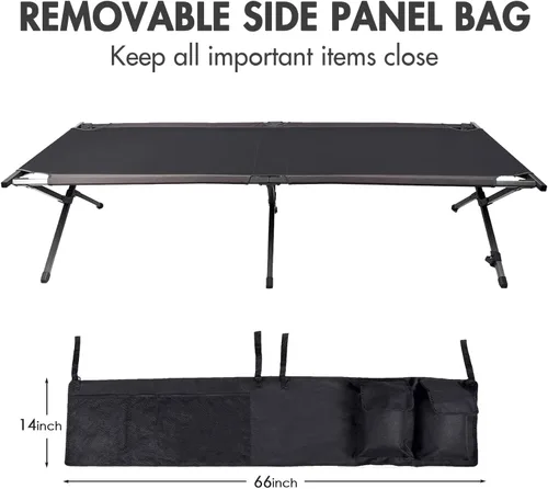 Vista 6 de PORTAL Portátil plegable, bolsa de transporte para invitados y organizador de almacenamiento lateral, tienda de campaña para adultos, cuna para Negro