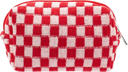 Vista 34 de PAZIMIIK Bolsa de Maquillaje a Cuadros para Bolso Portátil con Cremallera, Estuche Pequeño de Cosméticos para Accesorios de Viaje, Azul Ártico