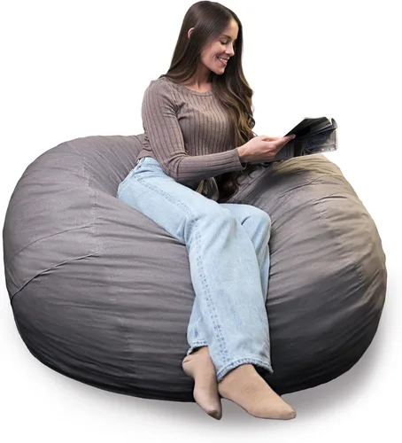 Vista 47 de Big Joe Fuf Silla Puf de Espuma de 5 Pies de Tamaño Extra Grande con Funda Extraíble para Niños, Adolescentes, Adultos, Onyx Lenox, Poliéster Tejido