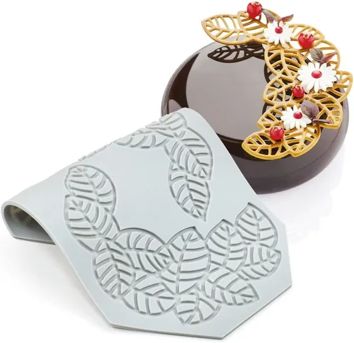 Vista 14 de Moldes de silicona de hojas huecas, moldes de chocolate con forma de corazón, geometría, molde de silicona 3D, molde de hojas de caramelo