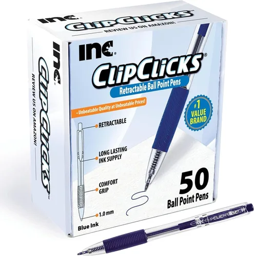 Vista 11 de Inc. ClipClicks - Bolígrafos retráctiles, juego de bolígrafos de punta media de 0.039 pulgadas con agarre cómodo para escuela, oficina, escritura