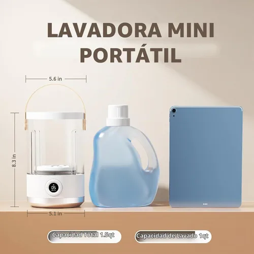 Vista 2 de Lavadora Portátil Mini – Lavadora Compacta Pequeña para Ropa Interior, Calcetines, Ropa de Bebé – Lavadora de Viaje Recargable con Modos de 5/15