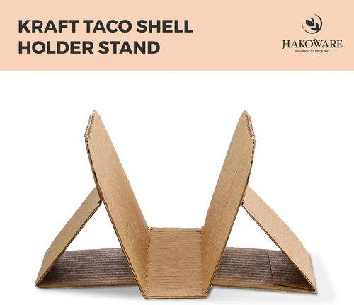 Vista 7 de Harvest Pack - 200 bandejas desechables para tacos, soporte de papel kraft resistente, platos ecológicos para servir alimentos para martes de tacos