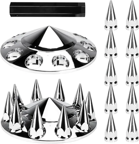 Vista 9 de Aeagle - Kits de combinación de cubierta de eje domo para ejes de camión semi con tuerca de lengüeta de 33 mm atornillada, plástico ABS cromado, 2