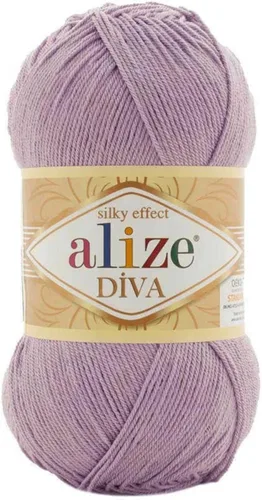 Vista 45 de Alize Diva Silk Effect 100% hilo acrílico de microfibra, 1 madejas de bola de 3.53 oz 383yds color (1 - crema)