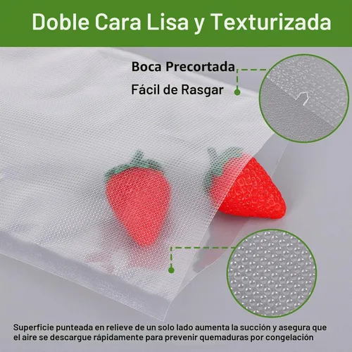 Vista 3 de Moretoes Bolsas selladoras al vacío, 3 rollos de 8 x 16 pies para guardar alimentos, rollos de bolsas de grado comercial, sin BPA, bolsa