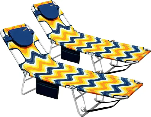 Vista 9 de SUNNYFEEL Lay Flat Silla de bronceado, tumbona boca abajo, reclinable de 5
