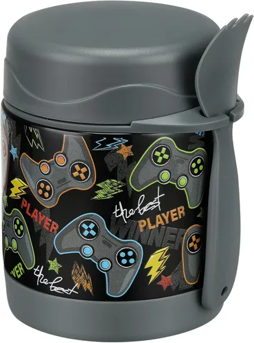 Vista 8 de Termo de sopa de 10 onzas para comida caliente para niños, tarro de comida aislado, contenedor térmico de almuerzo de comida caliente, caja de Negro