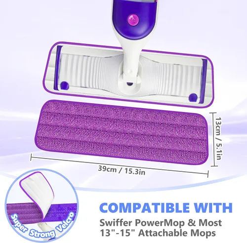 Vista 2 de Almohadillas de repuesto reutilizables compatibles con Swiffer PowerMop, repuestos de microfibra para mopa eléctrica, lavables a máquina