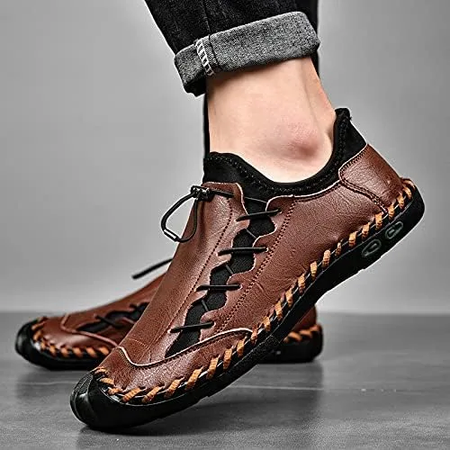 Vista 6 de LZDZN Zapatos casuales para hombre para hombre, mocasines de cuero, vestido para conducir, negro, marrón, amarillo, blanco, tamaño grande, ancho